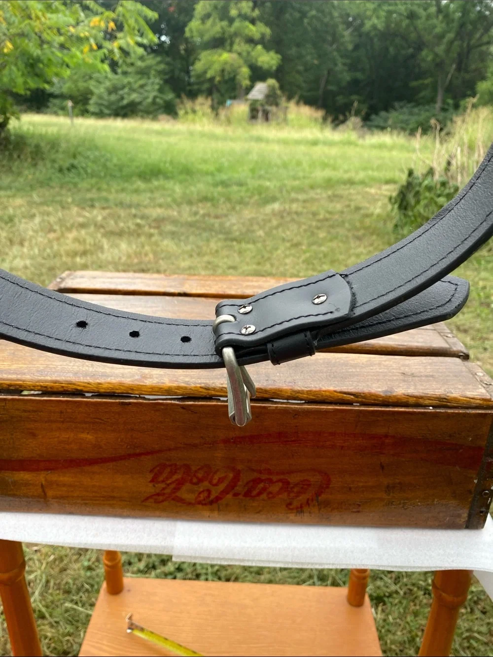 Heavy-Duty Black Full Grain Leather Belt Men's Size 34 - Durable Everyday Style
